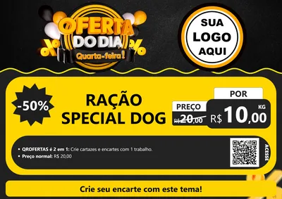 Modelo de Cartaz para Cartaz A4 Horizontal com o tema Oferta do Dia - Quarta Feira! para Pet Shop