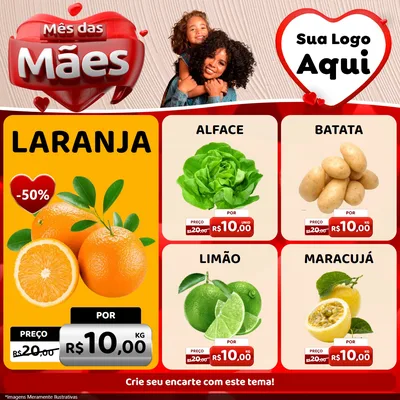 Modelo de Rede Social para Feed Facebook com o tema Mês das Mães para Hortifrúti