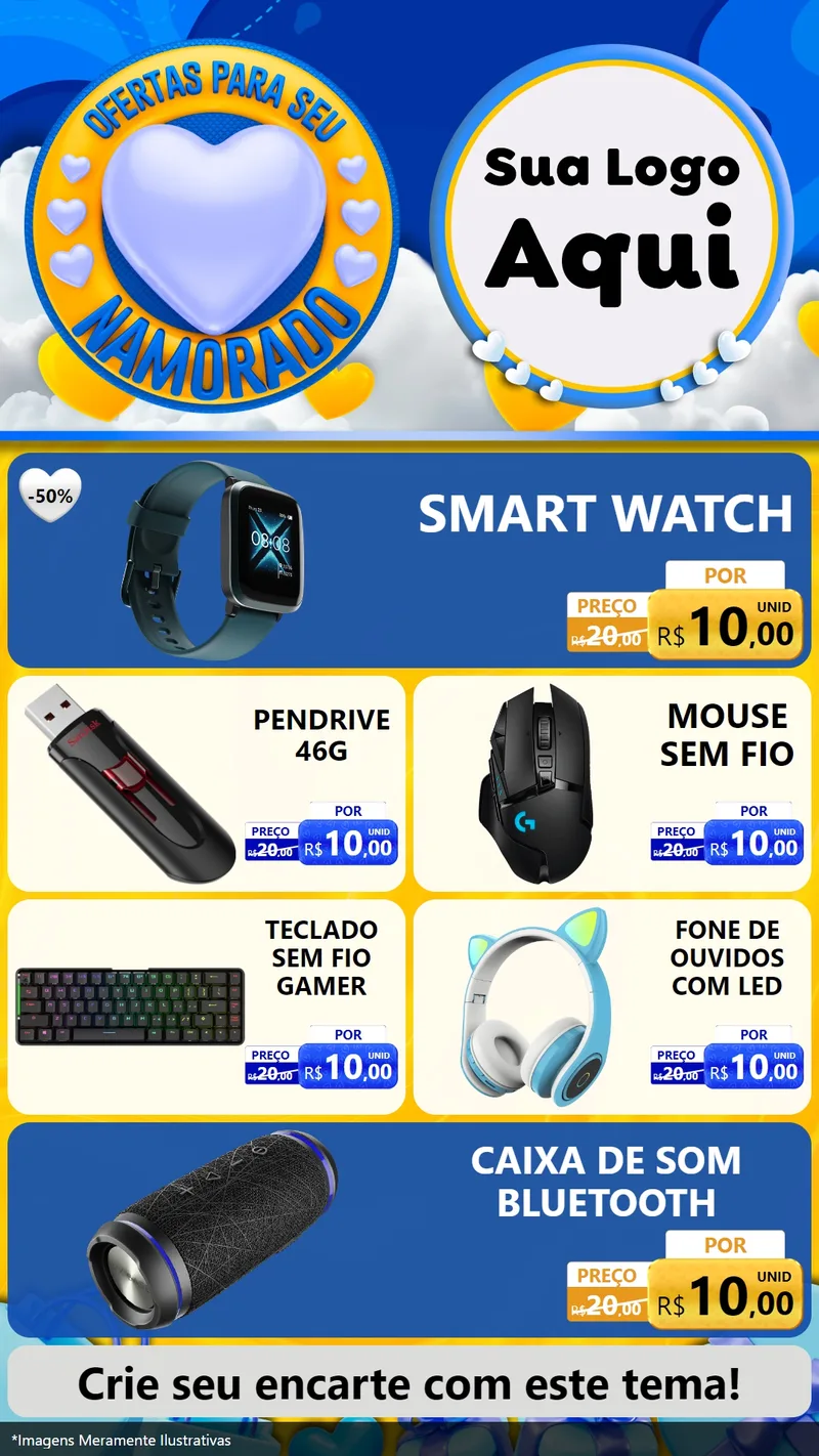Modelo de TV para TV Vertical com o tema Ofertas Para Seu Namorado para Informática