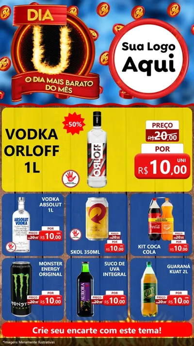 Modelo de Rede Social para Stories com o tema Dia U - O Dia Mais Barato Do Mês para Distribuidora de bebidas