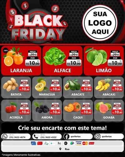 Modelo de Rede Social para Feed Instagram com o tema Black Friday para Hortifrúti
