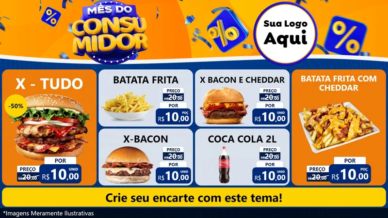 Modelo de TV para TV Horizontal com o tema Mês do Consumidor para Hamburgueria
