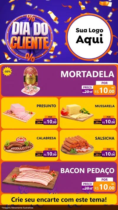 Modelo de TV para TV Vertical com o tema Dia do Cliente para Frios e Laticínios