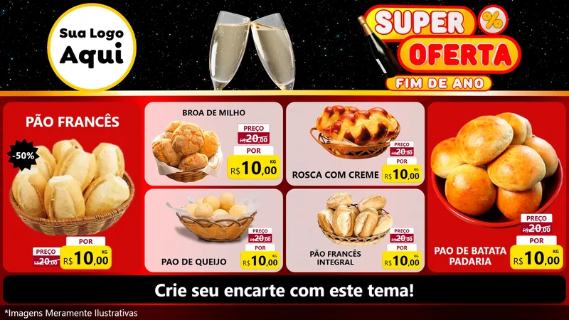 Modelo de TV para TV Horizontal com o tema Super Oferta Fim de Ano para Padaria
