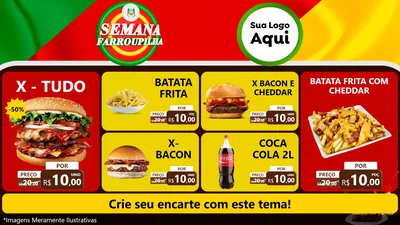 Modelo de TV para TV Horizontal com o tema Semana Farroupilha para Hamburgueria