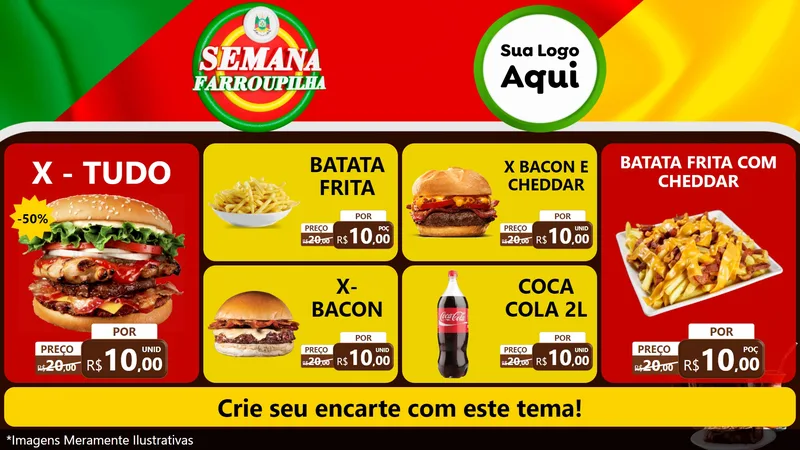 Modelo de TV para TV Horizontal com o tema Semana Farroupilha para Hamburgueria