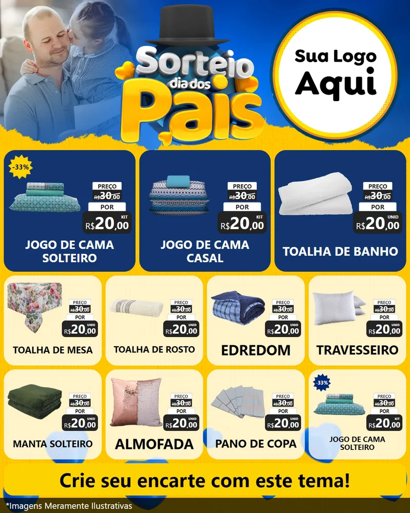 Modelo de Rede Social para Feed Instagram com o tema Sorteio Dia Dos Pais para Cama, Mesa e Banho