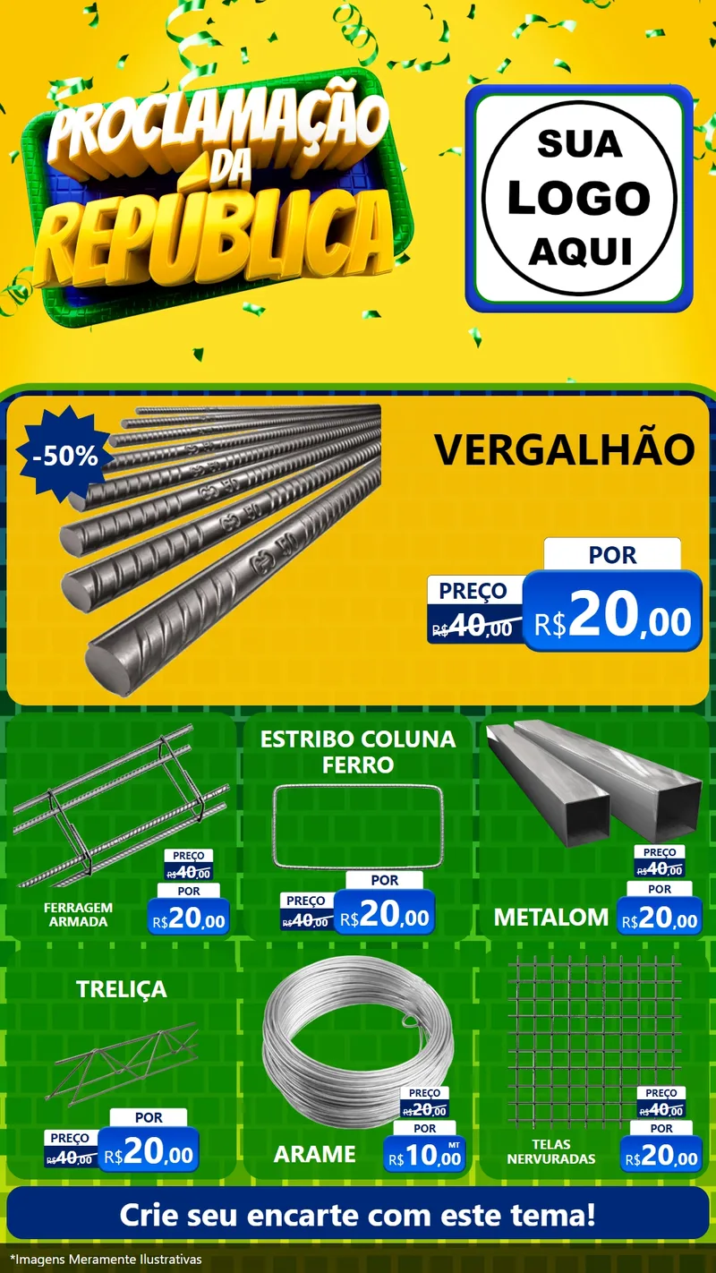 Modelo de Rede Social para Stories com o tema Proclamação da República para Ferragens