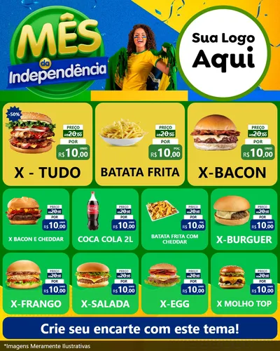 Modelo de Rede Social para Feed Instagram com o tema Mês da Independência para Hamburgueria