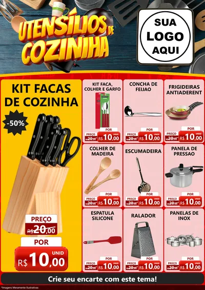 Modelo de Encarte para Encarte A4 Vertical com o tema Utensílios de Cozinha para Utilidades Domésticas