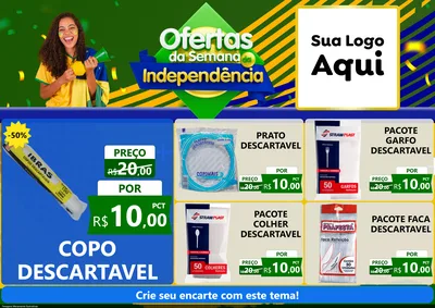 Modelo de Encarte para Encarte A4 Horizontal com o tema Ofertas da Semana da Independência para Embalagens
