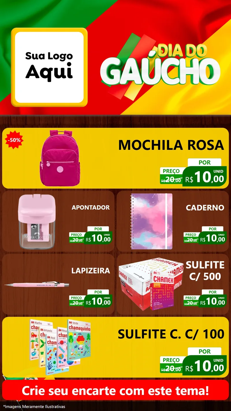 Modelo de TV para TV Vertical com o tema Dia do Gaúcho para Papelaria