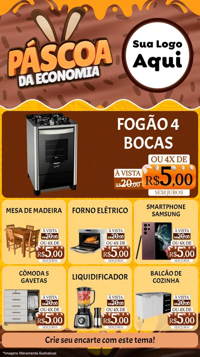 Modelo de Rede Social para Stories com o tema Páscoa da Economia para Móveis e Eletro