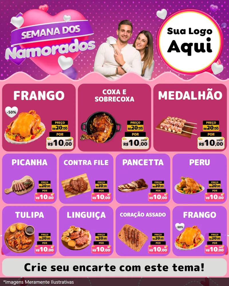Modelo de Rede Social para Feed Instagram com o tema Semana dos Namorados para Assados