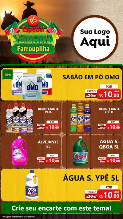 Modelo de TV para TV Vertical com o tema Especial Semana Farroupilha para Produtos de Limpeza