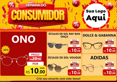 Modelo de Encarte para Encarte A4 Horizontal com o tema Semana do Consumidor para Óticas