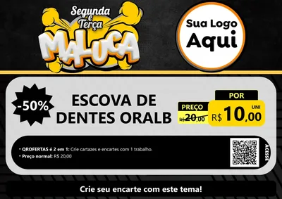 Modelo de Cartaz para Cartaz A4 Horizontal com o tema Segunda e Terça Maluca para Higiene Pessoal