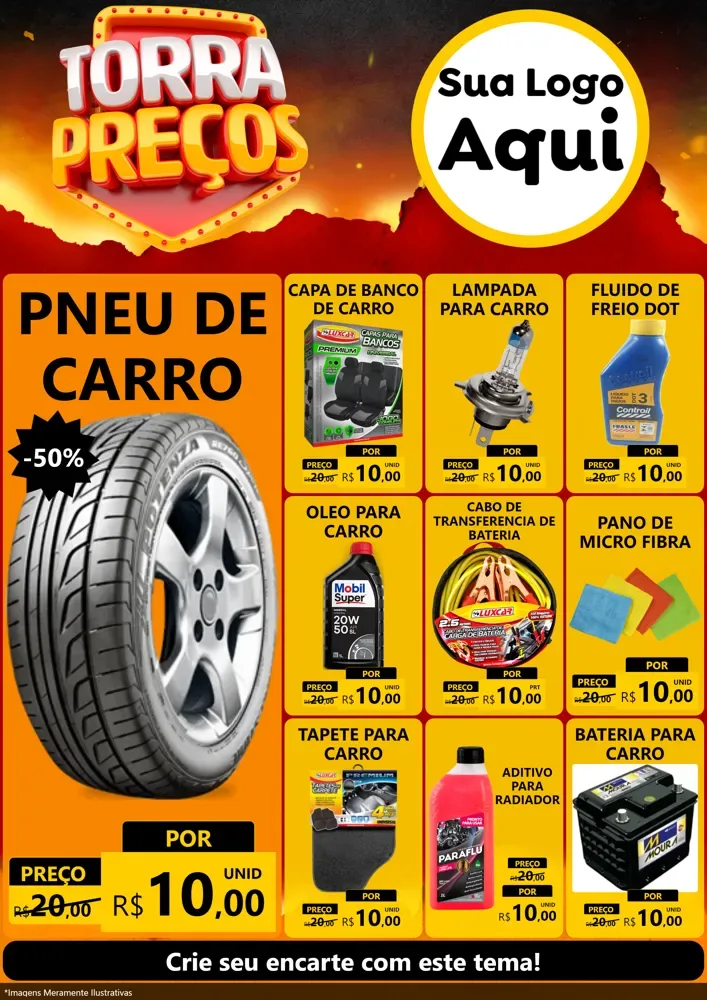 Modelo de Encarte para Encarte A4 Vertical com o tema Torra Preços para Auto peças