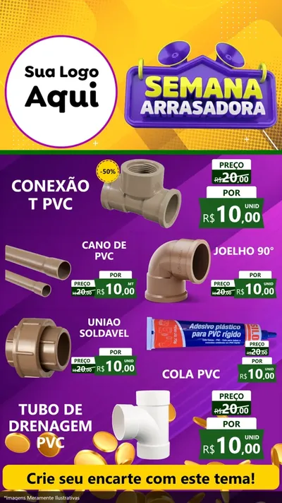 Modelo de TV para TV Vertical com o tema Semana Arrasadora para Tubos e conexões