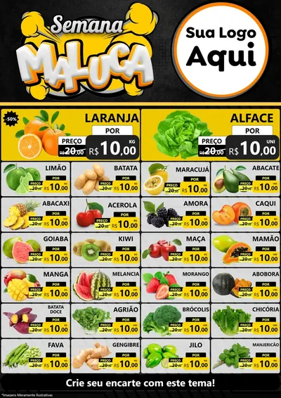 Modelo de Encarte para Encarte A4 Vertical com o tema Semana Maluca para Hortifrúti