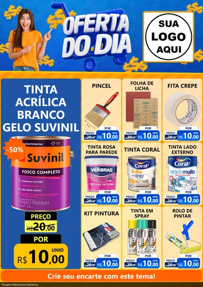 Modelo de Encarte para Encarte A4 Vertical com o tema Oferta do Dia para Tintas e Ferramentas