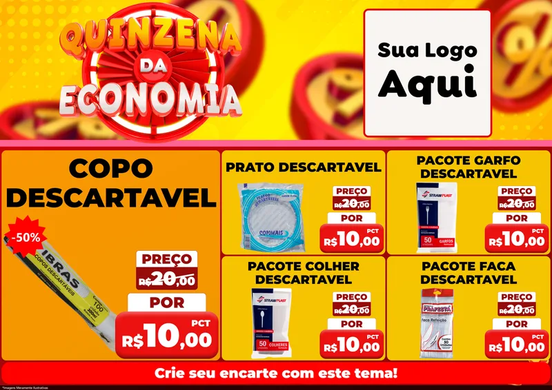 Modelo de Encarte para Encarte A4 Horizontal com o tema Quinzena Da Economia para Embalagens