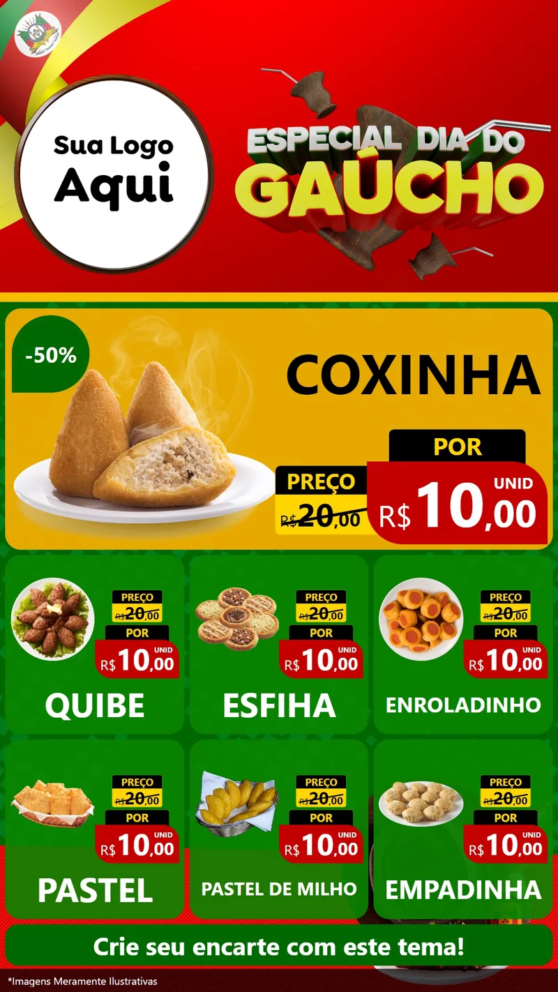 Modelo de Rede Social para Stories com o tema Especial Dia do Gaúcho para Salgadaria
