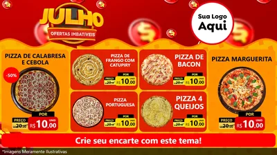 Modelo de TV para TV Horizontal com o tema Julho Ofertas Imbatíveis para Pizzaria