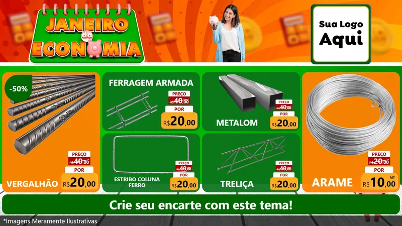 Modelo de TV para TV Horizontal com o tema Janeiro da Economia para Ferragens