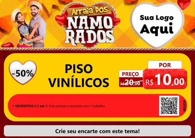 Modelo de Cartaz para Cartaz A4 Horizontal com o tema Arraiá dos Namorados para Material para Construção