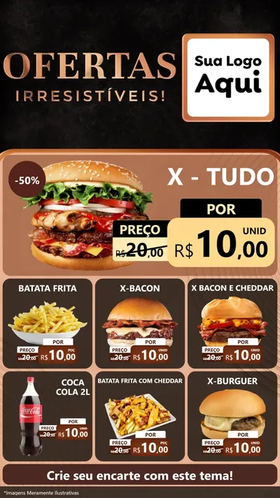 Modelo de Rede Social para Stories com o tema Ofertas Irresistíveis! para Hamburgueria
