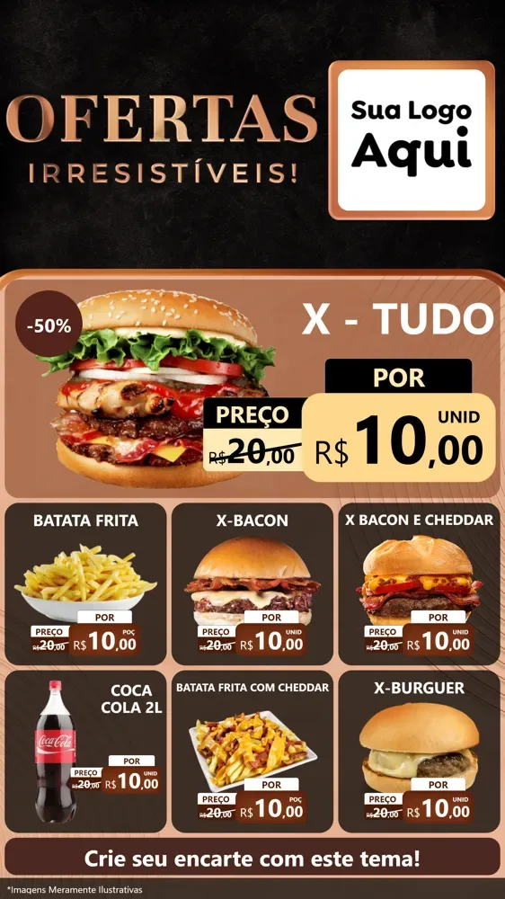 Modelo de Rede Social para Stories com o tema Ofertas Irresistíveis! para Hamburgueria