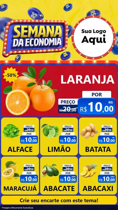 Modelo de Rede Social para Stories com o tema Semana da Economia para Hortifrúti