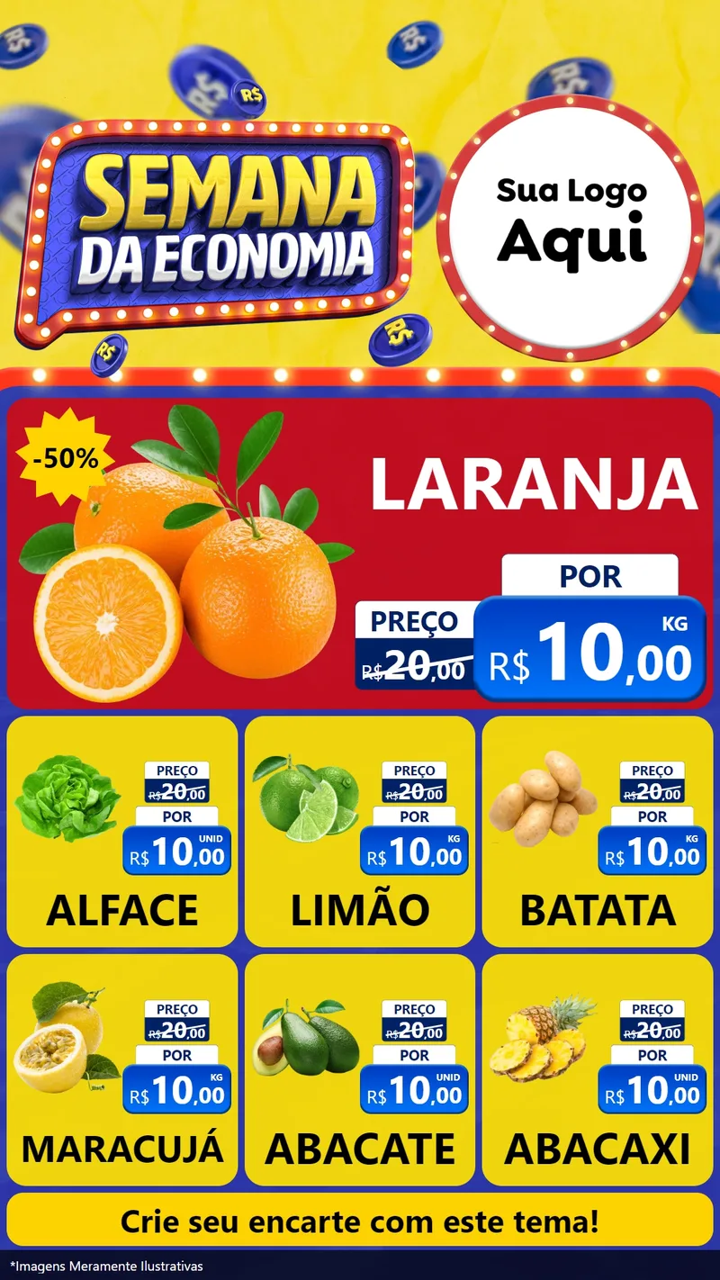 Modelo de Rede Social para Stories com o tema Semana da Economia para Hortifrúti