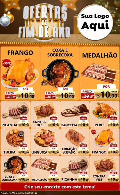 Modelo de Encarte para Encarte Grande com o tema Ofertas de Fim de Ano para Assados