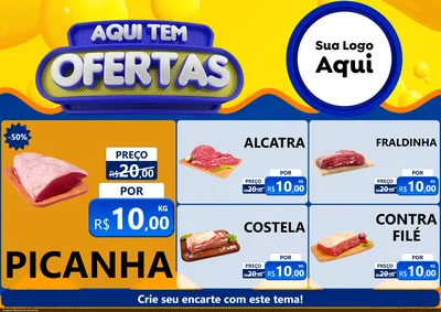 Modelo de Encarte para Encarte A4 Horizontal com o tema Aqui Tem Ofertas para Açougue