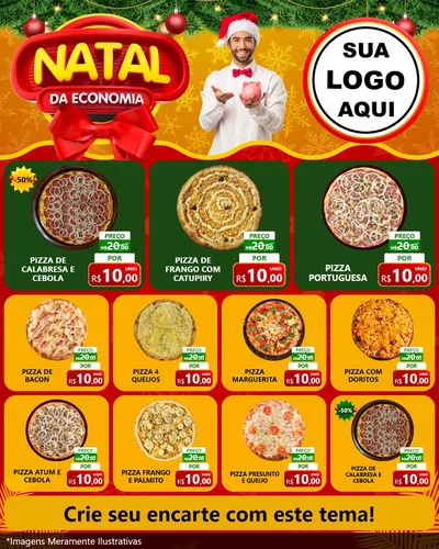 Modelo de Rede Social para Feed Instagram com o tema Natal da Economia para Pizzaria