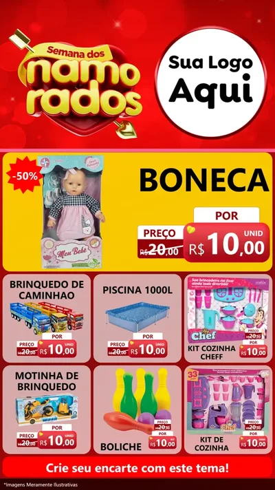 Modelo de Rede Social para Stories com o tema Semana dos namorados para Brinquedos