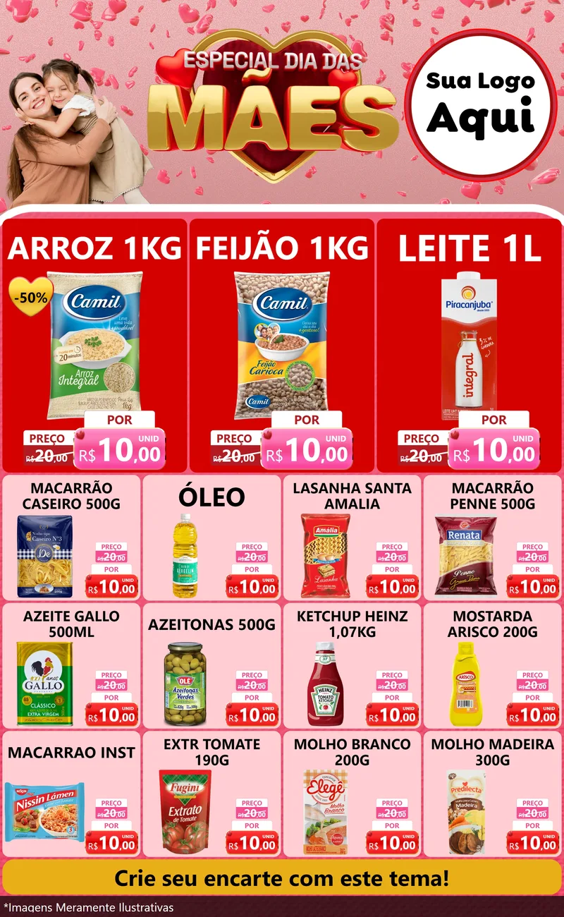 Modelo de Encarte para Encarte Grande com o tema Especial Dia Das Mães para Supermercado