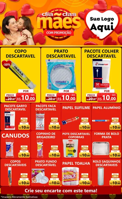 Modelo de Encarte para Encarte Grande com o tema Dia das Mães com Promoção para Embalagens