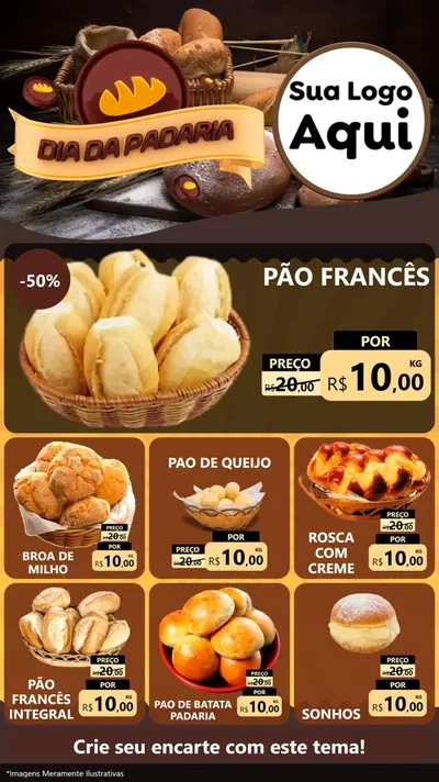 Modelo de Rede Social para Stories com o tema Dia da Padaria para Padaria