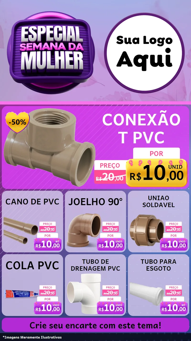 Modelo de Rede Social para Stories com o tema Especial Semana da Mulher para Tubos e conexões