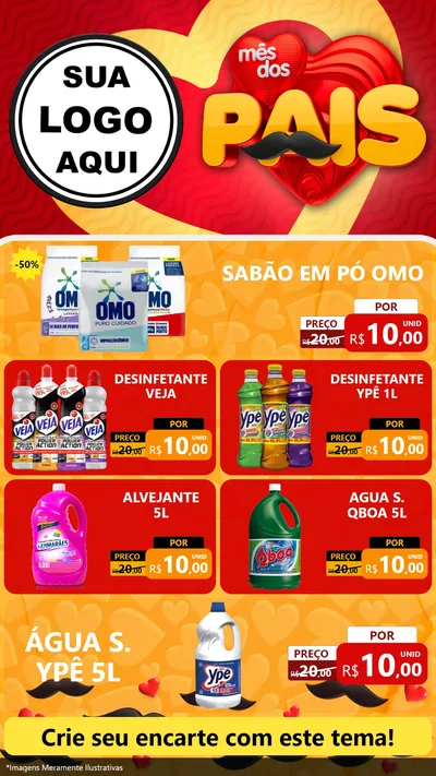 Modelo de TV para TV Vertical com o tema Mês Dos Pais para Produtos de Limpeza