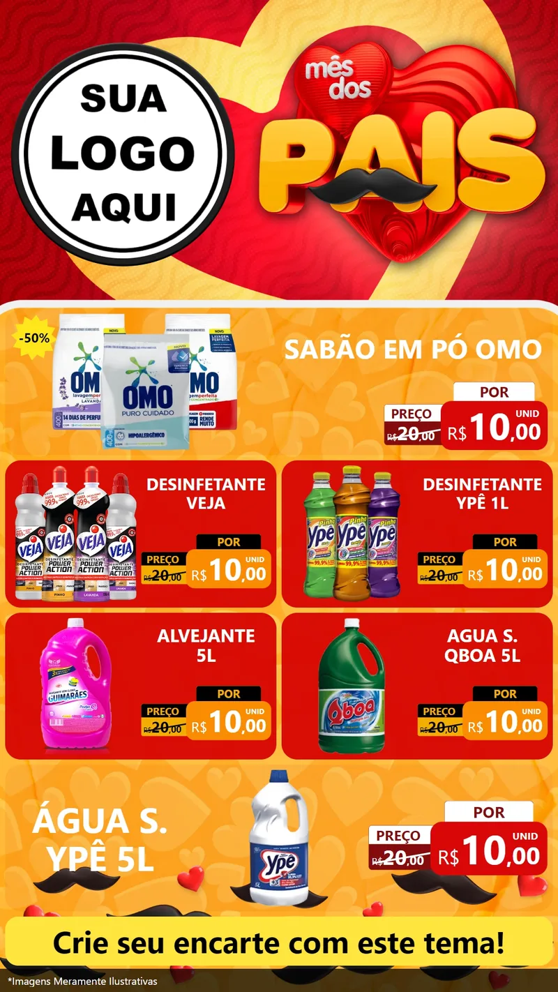 Modelo de TV para TV Vertical com o tema Mês Dos Pais para Produtos de Limpeza