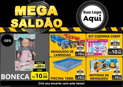 Modelo de Encarte para Encarte A4 Horizontal com o tema Mega Saldão para Brinquedos