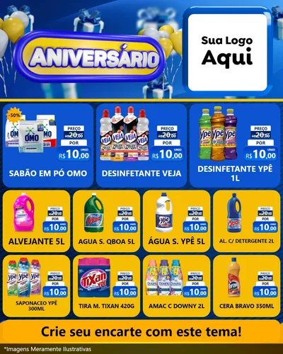 Modelo de Rede Social para Feed Instagram com o tema Aniversário para Produtos de Limpeza