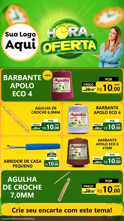 Modelo de TV para TV Vertical com o tema Hora da Oferta para Armarinho e Aviamentos