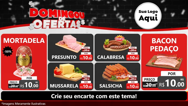 Modelo de TV para TV Horizontal com o tema Domingou de Ofertas para Frios e Laticínios