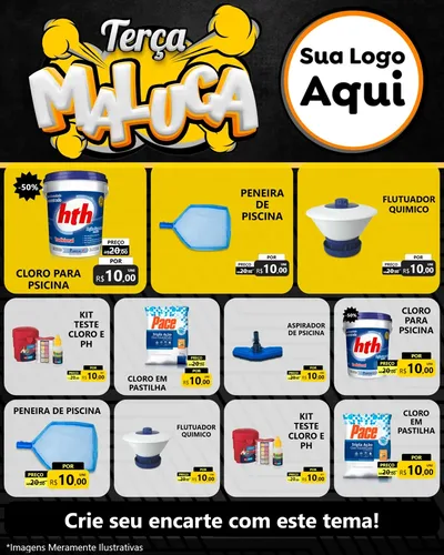 Modelo de Rede Social para Feed Instagram com o tema Terça Maluca para Produtos para Piscina