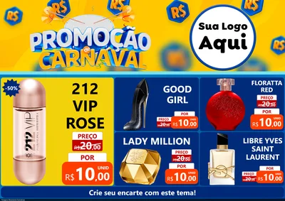 Modelo de Encarte para Encarte A4 Horizontal com o tema Promoção de Carnaval para Perfumes